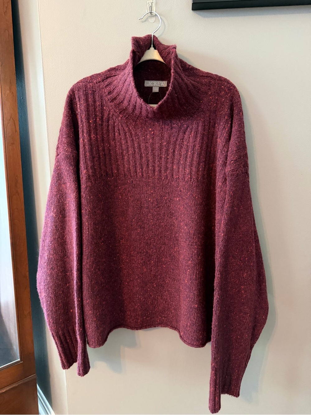 J. Crew Deep Burgundy Funnel Neck Sweater